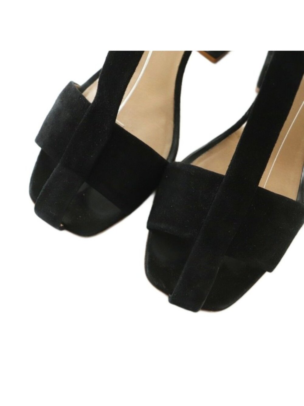 Celine Sandals Square Toe Block Heel Suede Black 36.5 - Picture 3 of 9